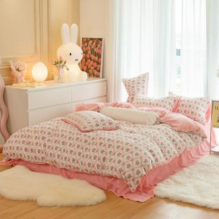 千朵2022新款牛奶绒系列四件套 恋语