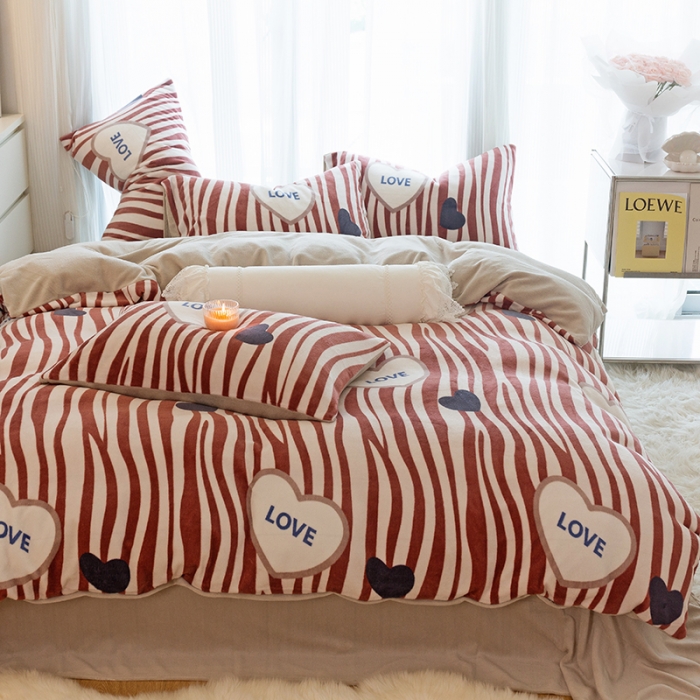 91家纺网 家纺一手货源 找家纺 千朵2022新款牛奶绒系列四件套 倾心