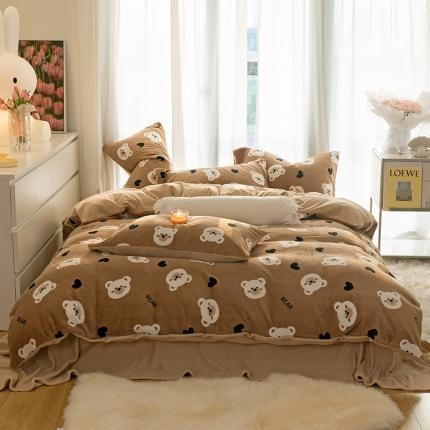 千朵2022新款牛奶绒系列四件套 熊仔