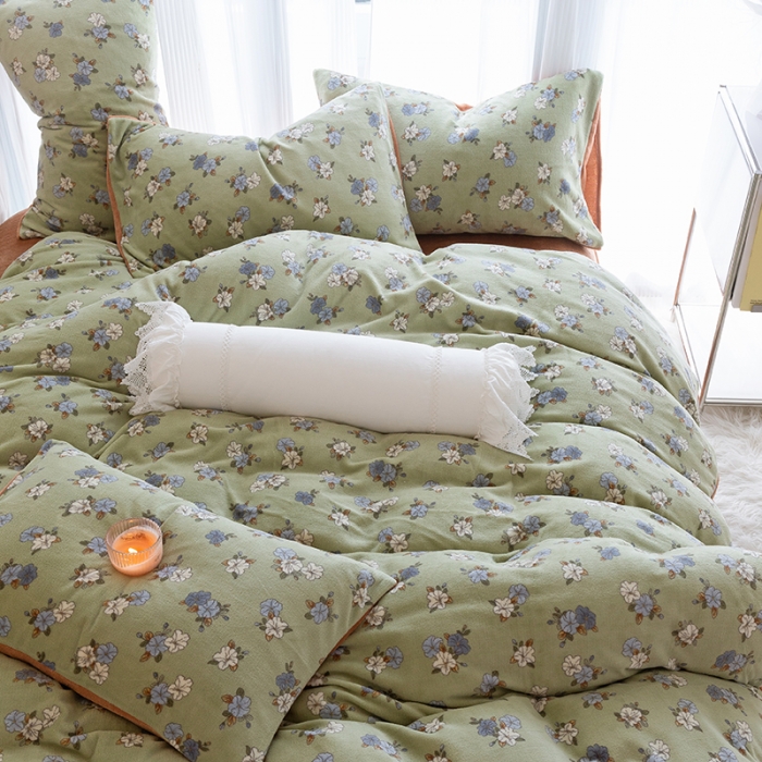 91家纺网 家纺一手货源 找家纺 千朵2022新款牛奶绒系列四件套 茶艺