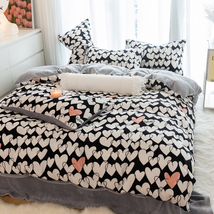 91家纺网 家纺一手货源 找家纺 千朵2022新款牛奶绒系列四件套 晨暮