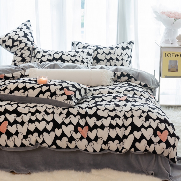 91家纺网 家纺一手货源 找家纺 千朵2022新款牛奶绒系列四件套 晨暮