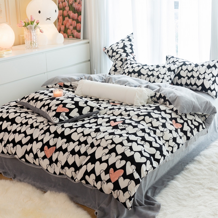 91家纺网 家纺一手货源 找家纺 千朵2022新款牛奶绒系列四件套 晨暮