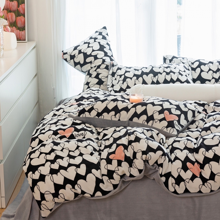 91家纺网 家纺一手货源 找家纺 千朵2022新款牛奶绒系列四件套 晨暮