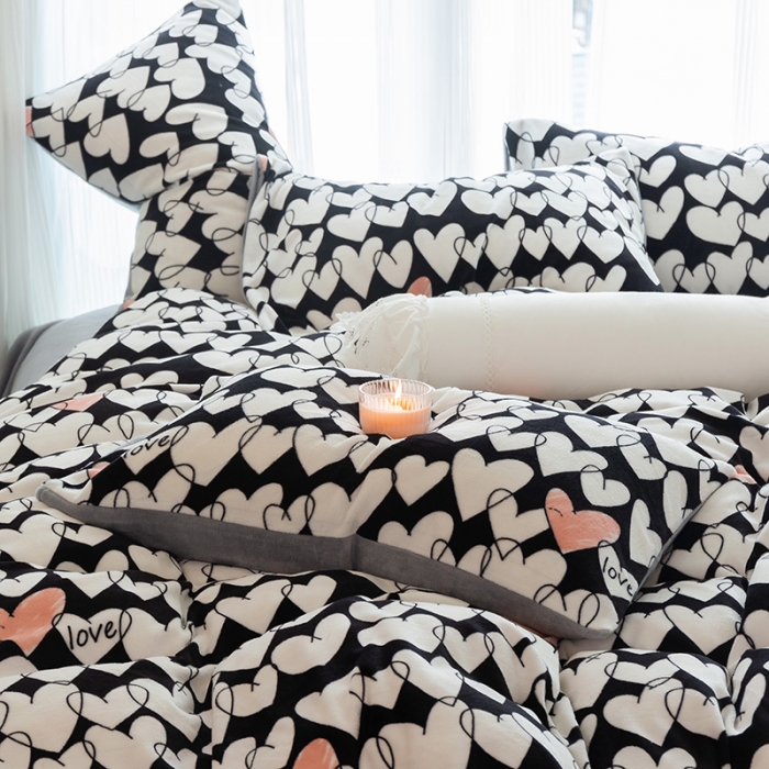 91家纺网 家纺一手货源 找家纺 千朵2022新款牛奶绒系列四件套 晨暮