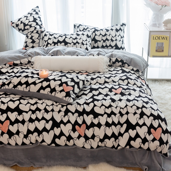 91家纺网 家纺一手货源 找家纺 千朵2022新款牛奶绒系列四件套 晨暮