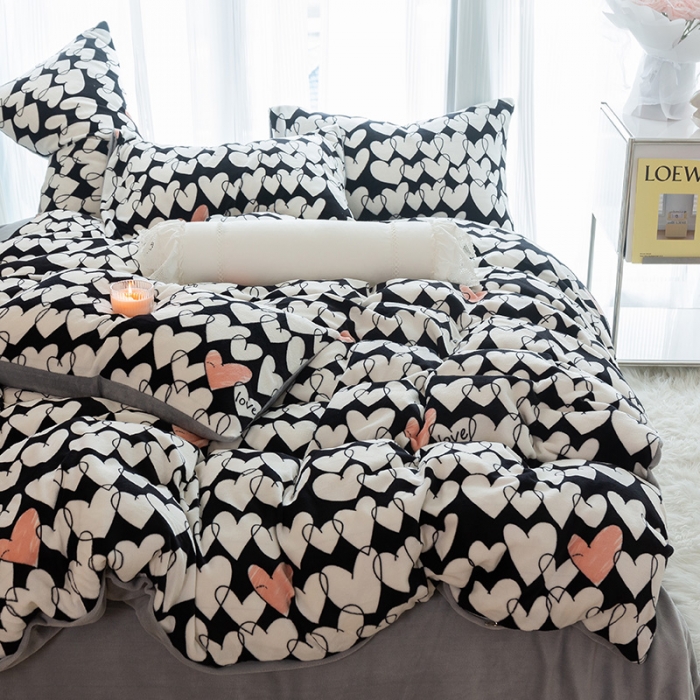 91家纺网 家纺一手货源 找家纺 千朵2022新款牛奶绒系列四件套 晨暮