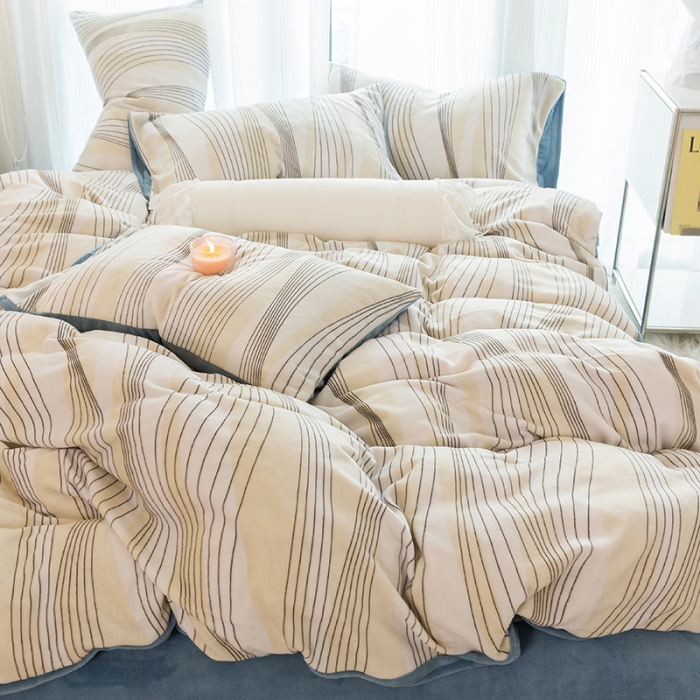 91家纺网 家纺一手货源 找家纺 千朵2022新款牛奶绒系列四件套 卡洛