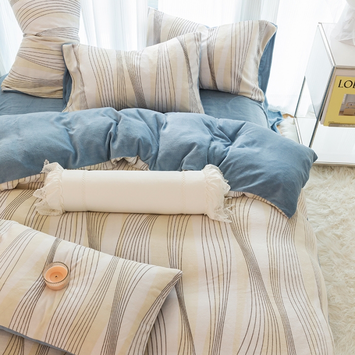 91家纺网 家纺一手货源 找家纺 千朵2022新款牛奶绒系列四件套 卡洛