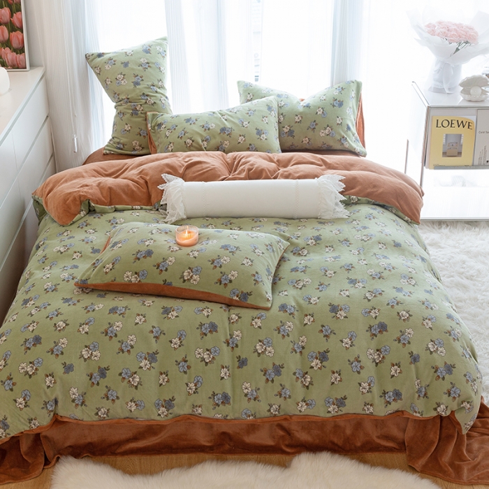 91家纺网 家纺一手货源 找家纺 （总）千朵2022新款牛奶绒系列四件套