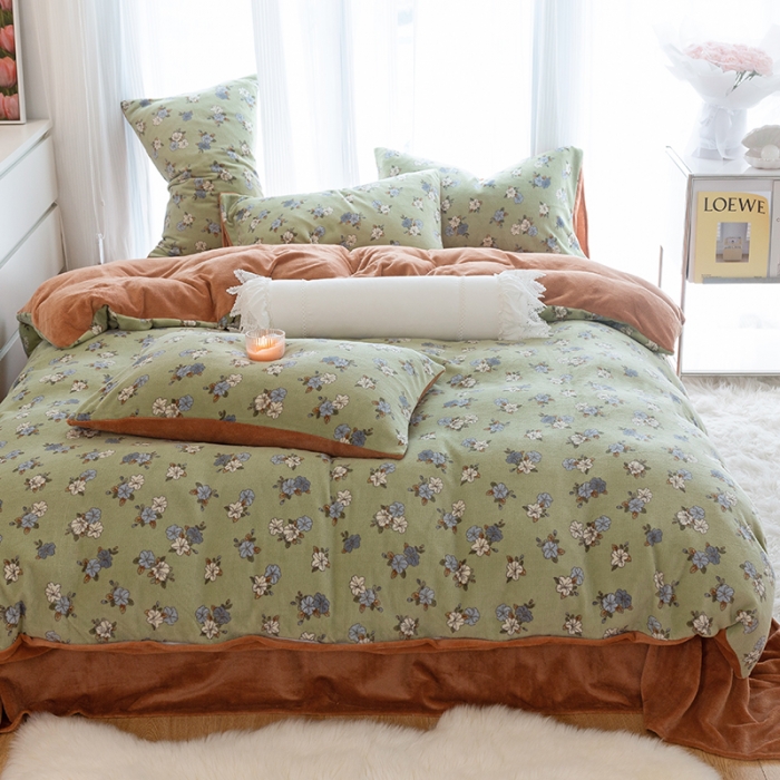 91家纺网 家纺一手货源 找家纺 （总）千朵2022新款牛奶绒系列四件套