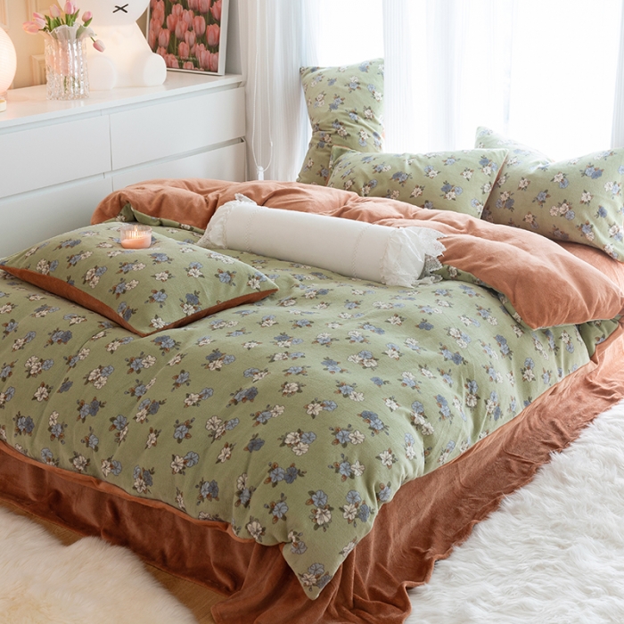 91家纺网 家纺一手货源 找家纺 （总）千朵2022新款牛奶绒系列四件套