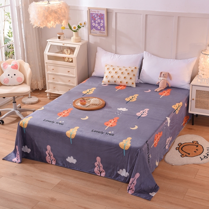 91家纺网 家纺一手货源 找家纺 甜之梦 2025新款水晶绒单品印花床单 爱情树