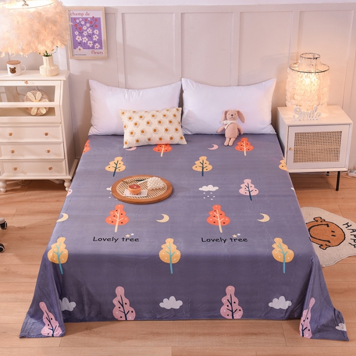 91家纺网 家纺一手货源 找家纺 甜之梦 2025新款水晶绒单品印花床单 爱情树