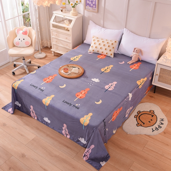 91家纺网 家纺一手货源 找家纺 甜之梦 2025新款水晶绒单品印花床单 爱情树