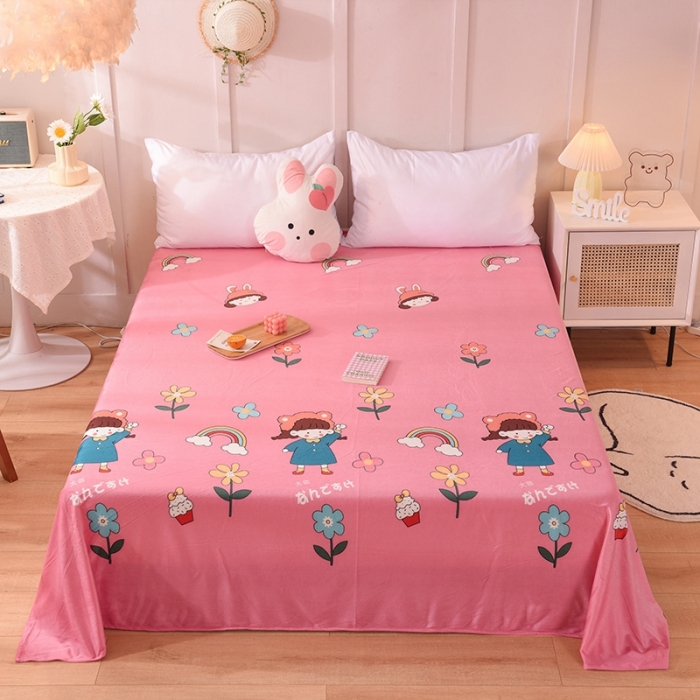 91家纺网 家纺一手货源 找家纺 甜之梦 2025新款水晶绒单品印花床单 彩虹女孩