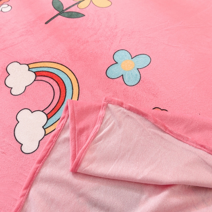 91家纺网 家纺一手货源 找家纺 甜之梦 2025新款水晶绒单品印花床单 彩虹女孩