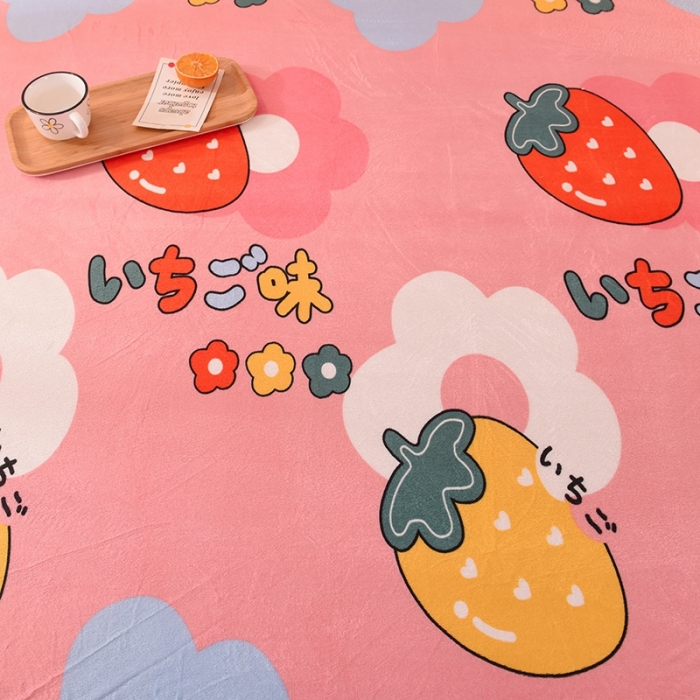 91家纺网 家纺一手货源 找家纺 甜之梦 2025新款水晶绒单品印花床单 草莓格