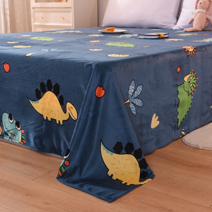 91家纺网 家纺一手货源 找家纺 甜之梦 2025新款水晶绒单品印花床单 呆萌恐龙