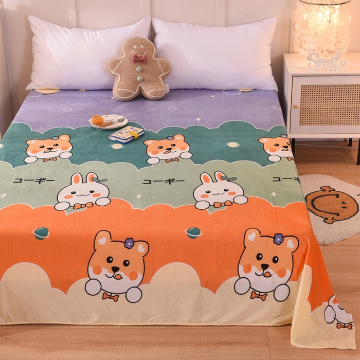 91家纺网 家纺一手货源 找家纺 甜之梦 2025新款水晶绒单品印花床单 动物家族