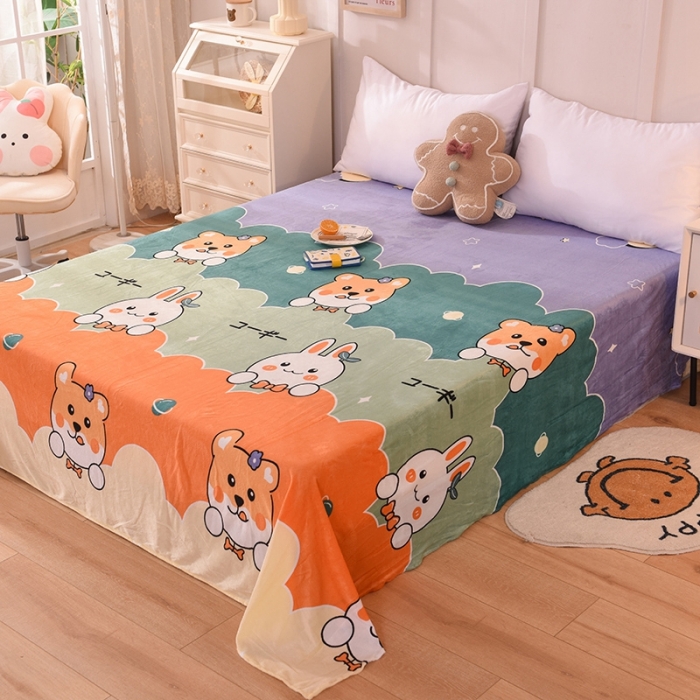 91家纺网 家纺一手货源 找家纺 甜之梦 2025新款水晶绒单品印花床单 动物家族