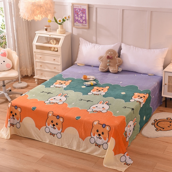 91家纺网 家纺一手货源 找家纺 甜之梦 2025新款水晶绒单品印花床单 动物家族