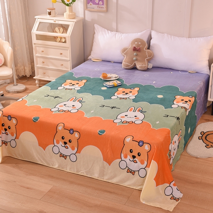 91家纺网 家纺一手货源 找家纺 甜之梦 2025新款水晶绒单品印花床单 动物家族