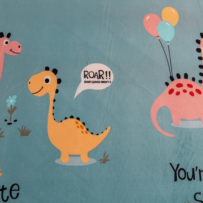 91家纺网 家纺一手货源 找家纺 甜之梦 2025新款水晶绒单品印花床单 小恐龙蓝