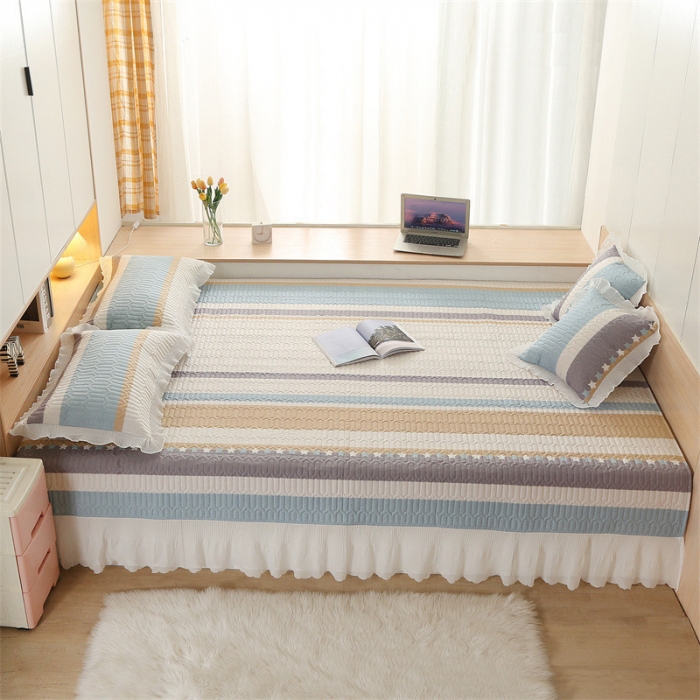 91家纺网 家纺一手货源 找家纺 美优兰 2025新款全棉防滑榻榻米炕垫纯棉床盖三件套西蒙