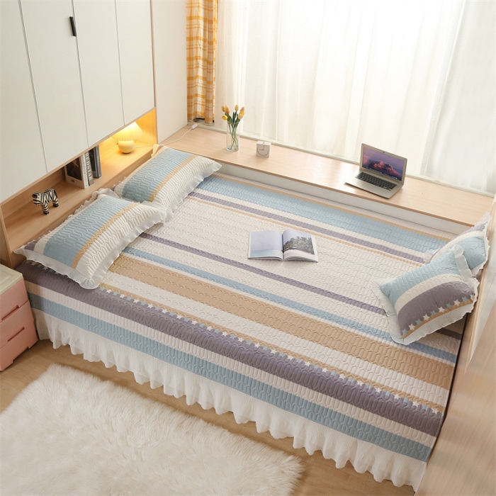 91家纺网 家纺一手货源 找家纺 美优兰 2025新款全棉防滑榻榻米炕垫纯棉床盖三件套西蒙