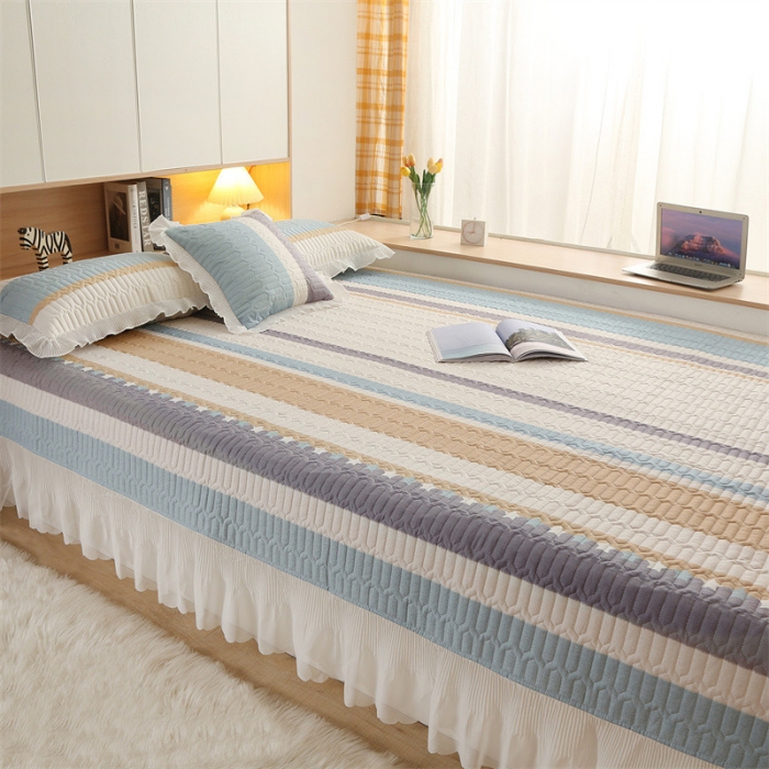 91家纺网 家纺一手货源 找家纺 美优兰 2025新款全棉防滑榻榻米炕垫纯棉床盖三件套西蒙