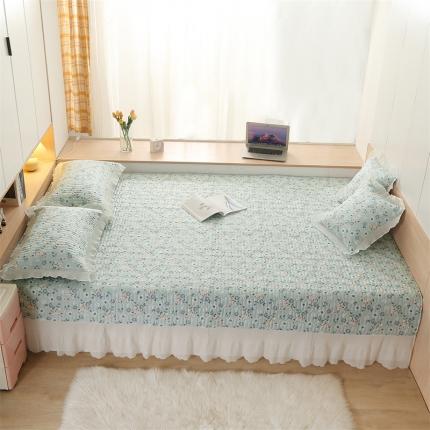 美优兰 2025新款全棉防滑榻榻米炕垫纯棉床盖三件套花冉绿