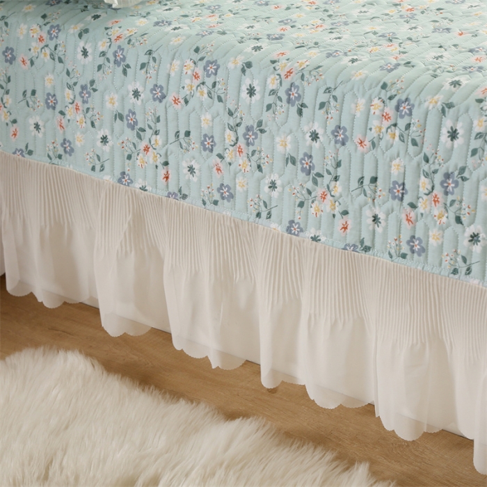 91家纺网 家纺一手货源 找家纺 美优兰 2025新款全棉防滑榻榻米炕垫纯棉床盖三件套花冉绿