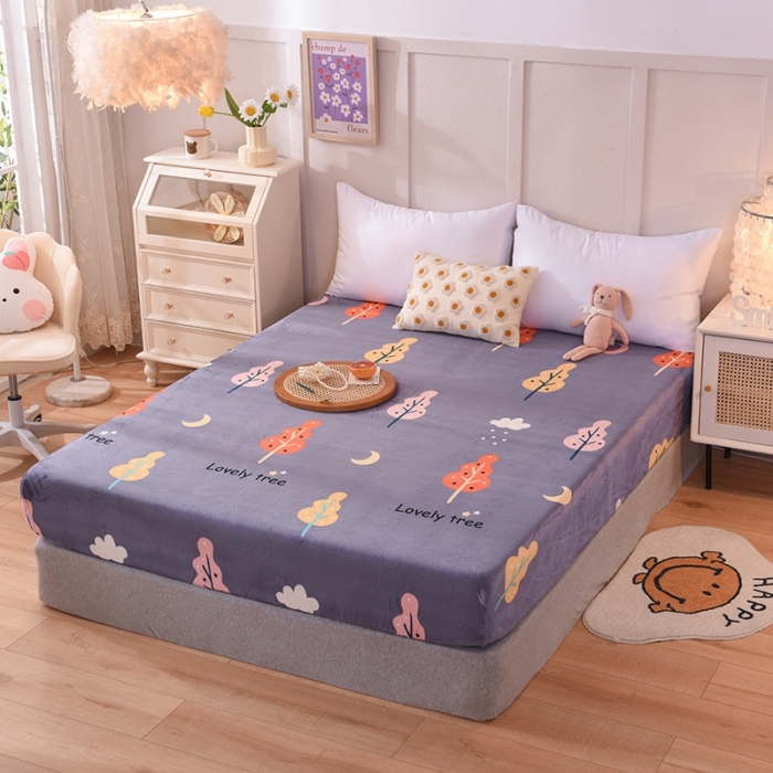 91家纺网 家纺一手货源 找家纺 甜之梦 2025新款水晶绒单品印花床笠 爱情树