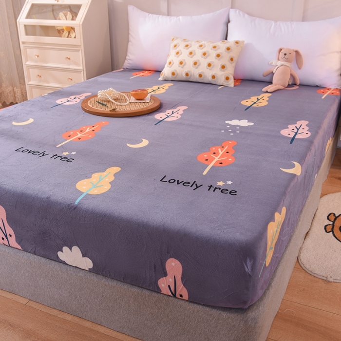 91家纺网 家纺一手货源 找家纺 甜之梦 2025新款水晶绒单品印花床笠 爱情树