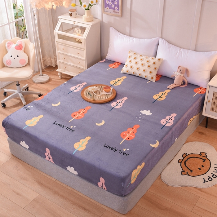 91家纺网 家纺一手货源 找家纺 甜之梦 2025新款水晶绒单品印花床笠 爱情树