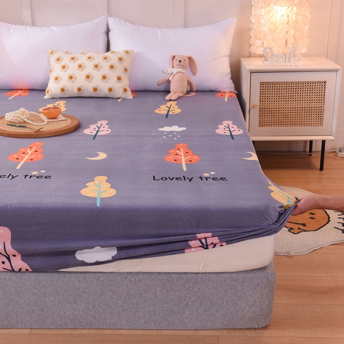 91家纺网 家纺一手货源 找家纺 甜之梦 2025新款水晶绒单品印花床笠 爱情树