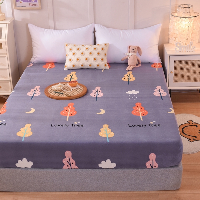 91家纺网 家纺一手货源 找家纺 甜之梦 2025新款水晶绒单品印花床笠 爱情树