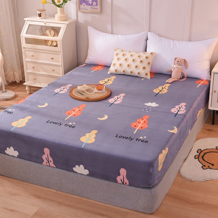 91家纺网 家纺一手货源 找家纺 甜之梦 2025新款水晶绒单品印花床笠 爱情树