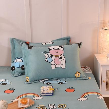 甜之梦 新款水晶绒单品印花枕套48*74/对 小牛露西