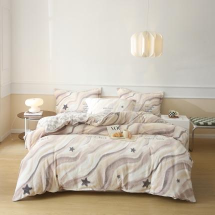 91家纺网 家纺一手货源 找家纺 橘滋 2022新款秋冬高端绒进口牛奶绒臻棉绒保暖印花四件套 梵高