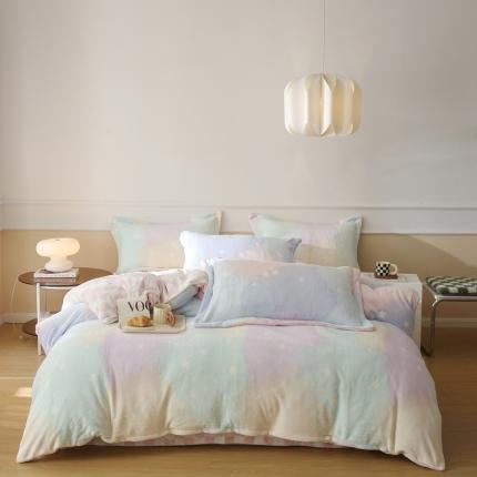 91家纺网 家纺一手货源 找家纺 橘滋 2022新款秋冬高端绒进口牛奶绒臻棉绒保暖印花四件套 星月