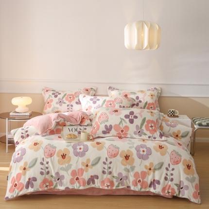 橘滋 2022新款秋冬高端绒进口牛奶绒臻棉绒保暖印花四件套 薇拉