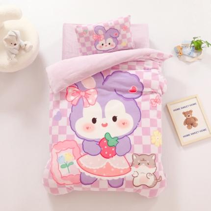 91家纺网 家纺一手货源 找家纺 （总）鱼宝 2022新款大版牛奶绒婴童套件