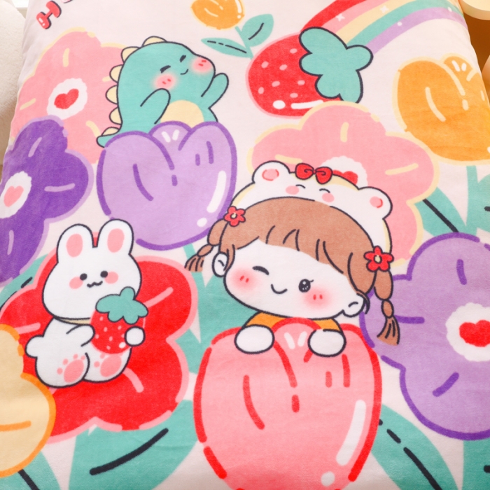 91家纺网 家纺一手货源 找家纺 鱼宝 2022新款大版牛奶绒婴童套件 花丛宝贝