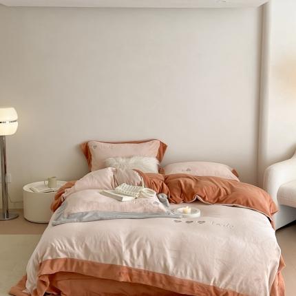 橘滋 2022新款高端系列牛奶绒四件套-心动系列 心动-橙