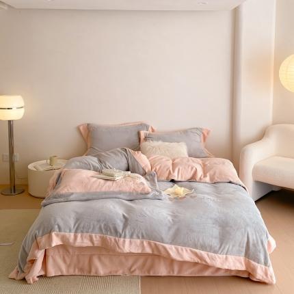 橘滋 2022新款高端系列牛奶绒四件套-心动系列 心动-灰