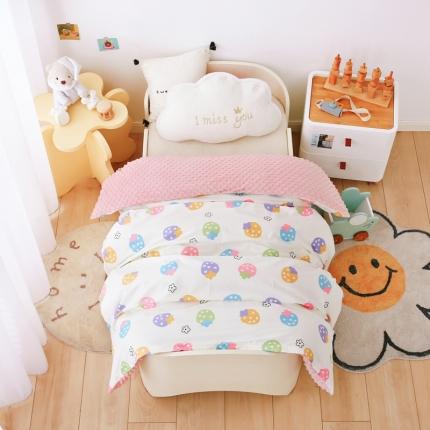 91家纺网 家纺一手货源 找家纺 鱼宝 新款3D豆豆绒儿童被套 多彩草莓