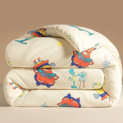 91家纺网 家纺一手货源 找家纺 大彩家居A类针织棉海绵宝宝大豆被豆豆被冬被子春秋被被芯直播 蟹老板