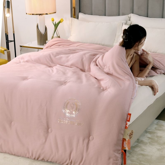 91家纺网 家纺一手货源 找家纺 伊被源 2022新款磨毛提花拉链意尔丝子母被被子被芯 意尔丝子母被 豆沙